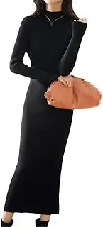 [Zozogag] Women Dresses Plus-Longer Soft Warm Knitting-Dress 100% Solid Merino Wool Knitwears Ladies Winter Pullovers