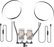 10 Inch/26cm Bi-Color Dimmable Dual Selfie Ring Video Light Kit with Light Stand 2pcs Phone Holders for Live Streaming Makeup Selfie P graphy for 55-85mm Width Phones Multicolor570 10 Inch