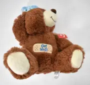 Get Well Soon Aurora Teddy Bear Plush Brown Band Aid Ice Pack On Head Stuffed