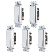 GE Paddle Rocker Light Switch Single Pole Switch on Off, 5 Pack Rocker Switch