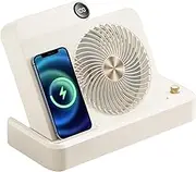 Small Table Fan | Personal Fan with Wireless Charger - 100 Speed Adjustment, Digital Display, Angled Base, Camping Cooling Device for Women Men