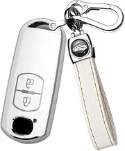 ontto TPU Car Key fob Cover Fit for Mazda 2 3 5 6 CX-5 CX-7 CX-9 CX-3 CX-4 CX-4 MX5 2015-2017 Remote Key case Shell Key Holder Bag Keychain Keyring Protector 2 Buttons Accessories White B