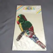 Sequin Colorful Parrot Bird 7.5" Applique Frank's Crafts Vintage