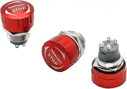 HAODEE 3pcs 16/19/22mm Metal Ultra Short Emergency Stop Button Mushroom Head Emergency Switch Self-Locking Stop Circular Power Supply NO NC (Color : 16mm, Size : 2NC)