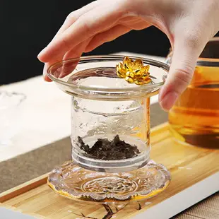 唐豐藏金側把泡茶壺玻璃帶蓋過濾沖茶器家用日式透明單壺190259