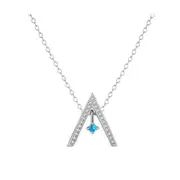 ANYCO Necklace 925 Silver Triangular Colorful Stone Pendant with Zircon 5A Gift Jewelry