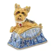 Bejeweled TWINKLES Yorkshire Terrier in Tote Trinket Box