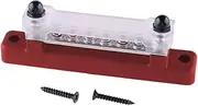 Car Parts Red RV Boat Single Row 6 Post Busbar Ground Rail Power Distribution Block with Cover 12V Easy to Replace