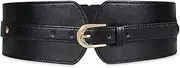[AVZXXKUF] Women's Leather Belt Wide Elastic Waist Belt Vintage Stretchy Corset Cinch Belt Fashion Black PU Waistband for Dress Coat Shirt jacket