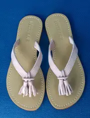 MYSTIQUE Fringe Suede Leather Thong Sandals Flip Flops PINK NEW 7 Anthropologie