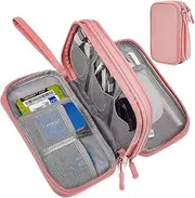 Electronic Organizer Travel Cable Accessories Bag, Case, Bag for Power Bank, Charging Cords, Chargers, Mouse, USB Cable, Earphones (Light Pink) DZ / 1