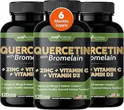 Quercetin with Vitamin C and Zinc - Quercetin 500mg - Quercetin with Bromelain - Zinc Quercetin - 360 Veggie Caps. Quercetin Supplements + Vitamin D3 (Non-GMO, Gluten-Free, Vegan) - 6 Month Supply