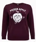 Torrid Disney Evil Queen Poison Apple Burgundy Lace Shoulder Sweatshirt Size 3XL