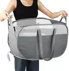 Collapsible Laundry Basket, Tear Proof Pop up Hamper, Durable Foldable Grey