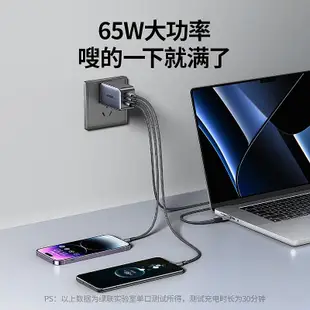 手機配件 綠聯65W氮化鎵PD頭iPhone15pro適用蘋果華為小米聯想Gan筆記本手機macbook電腦air雙typec多口插頭