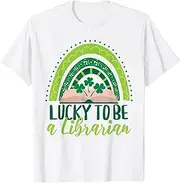 [X.Style] Lucky to Be A Librarian School St Patricks Day 2023 Rainbow ds1200 T-Shirt (L)