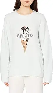 gelato pique(ジェラート ピケ) PWNT211049 Women's MNT F Powder Motif JQD Pullover, Green (MNT)
