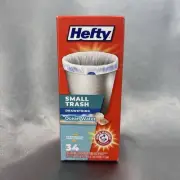 Hefty Small Trash Bags Drawstring 34 Count Ocean Water Scent 4 Gallon FAST SHIP!