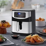 12L Digital Air Fryer，Large Capacity with 9 Presets and LED Touchscreen Air Fryer，Oil-Free Cooking Detachable Basket, 1600W (Silver/Black)