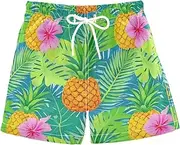 [sanluoli] Summer Pineapple Palm Leaf Green Swimming Trunks for Boy Youth Teen Bathing Suit Lightweight with Liner Beachwear 2T, Summer Pineapple Palm Leaf Green, 5 Years
