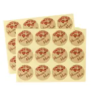 Handmade Kraft Paper Stickers Vintage Red Heart Self-Adhesive Gift Sealing Labels DIY Scrapbooking Stationery Sticker