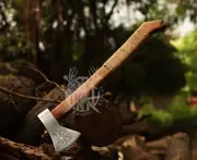 Viking Axe Hatchet Hand Forged Carbon Steel Viking Axe Wood Shaft Battle Axe
