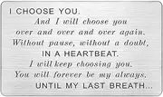 [FALOGIJE] Engraved Wallet Card Insert Men, for Husband, I Choose You, Gifts for Husband from Wife, Groom's Gifts for Men, Romantic Gifts for Him, Fathers Day