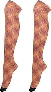 [Caihoyu] Tube Socks for Women Comfortable Extra Long High Thigh Socks High Football Socks for Special Occasions Tartan Pattern Fall Color, Tartan Pattern Fall Color