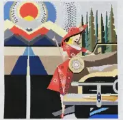 Tapestry Fair Dominic Borbeau Broken Down Denver Retro ladyHP needlepoint canvas
