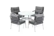 Livsip Outdoor Dining Setting 4 Seater Tempered Glass Table