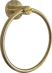 BATHSIR Gold Towel Holder, Brushed Gold Towel Ring Wall Mounted for Bathroom, Heavy Duty Stainless Steel Morden Bathroom Kitchen Wall Mounted Towel Holder