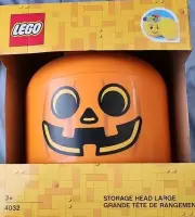 LEGO Halloween JACK O LANTERN Pumpkin Storage Head Large Container New 4032