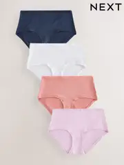 Navy/Pink/Cream Midi Thong Modal Logo Ultimate Comfort Knickers 4 Pack (E15962) | $36