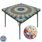 Buwuta Square Tablecloth with Elastic Waterproof Outdoor Card Table Cover Fit