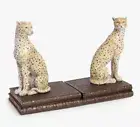 Set of 2 Gold Cheetah Bookends - Manor House Bookshelf Accessory