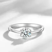 6- Prong Cubic Zirconia Silver SP Engagement Promise Ring RS23