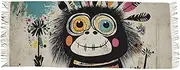 [AIXIWAWA] Women's Pashminas Scarf Abstract Cartoon Monkey Print, Shawls Wrap Lightwight with Tassel for Evening Dress Dinner Party, Multicolor