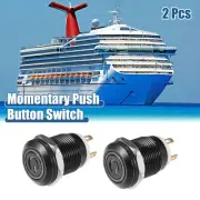 2pcs 12mm Car Interior Momentary Push Button Switch 1NO AC 12-24V White Light