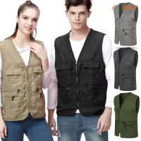 在飛比找蝦皮購物優惠-Men Women Waistcoat Multi-pock