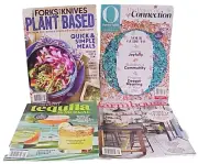 4 NEW MAGAZINE BUNDLE LOT OPRAH DAILY FORKS OVER KNIVES TEQUILA MODERN FARMHOUSE