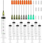 Glue Syringe 10ml Blunt tip Syringe Luer Lock 14Ga 16Ga 18Ga Blunt Needle with Caps,Glue Applicator Syringe for Rhinestones, Woodworking, Paint, Adhesives, Oil, Ink Injec Wallpaper Syringe (40Pcs)