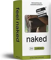 Four Seasons Naked Larger Fit Condoms (Pack of 24) – Ultra-Thin, 60mm Nominal Width, Lubricated, Natural Feel, Premium Latex