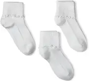 [Jefferies Socks] Little Girls' Seamless Toe Ripple Edge 3 Pair Socks (Pack of 3)