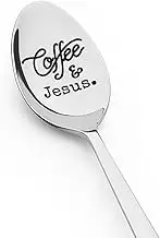 Guqqeuc Easter Catholic Gifts Coffee and Jesus Spoon Christian Gifts for Women Men Religious Gifts Coffee Lover Spoons Christmas Birthday Gifts for Godmother Godfather Coffe Gifts for Papa Nana