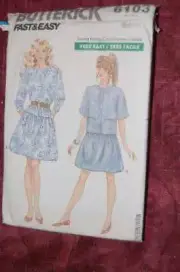 UNCUT Butterick Sewing Pattern 1980's Top Skirt 6103 6 8 10 Vintage