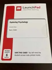 LaunchPad for Exploring Psychology - Misc. Supplies, by Myers David G.; - New a
