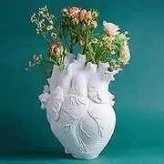 Aprjv Vase Flower Vases Heart Shaped Decor Resin Flower Pot Modern Unique Nordic Art Style Decorative Vase for Home Wedding Gift Desktop Living Room Decoration - White
