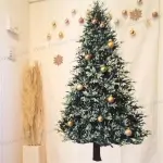 ☆IDALZA☆ 🇹🇼貨 送配件 聖誕樹 裝飾 掛布 北歐風 松樹 掛毯 聖誕節 派對 背景布 銅線燈串 聖誕 拉旗
