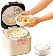 5l Low Sugar Rice Cooker, Rice Soup Separation Rice Cooker, 24-hr Timer and Auto Keep Warm, with Steamer Basket and Rice Spoon, Non-Stick Surface, Hidden Led Display for 2-5 People Home Use