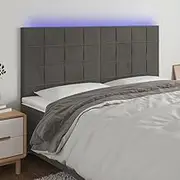 Bed Headboard LED, Beds Head Frame LED Headboard Dark Grey 160 cm Velvet